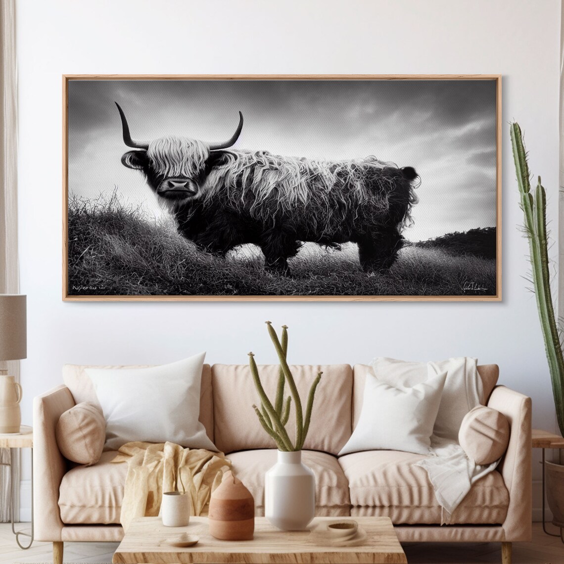 Scotland Highland Cow Black And White Shaggy Bull Farm Poster - Image 3
