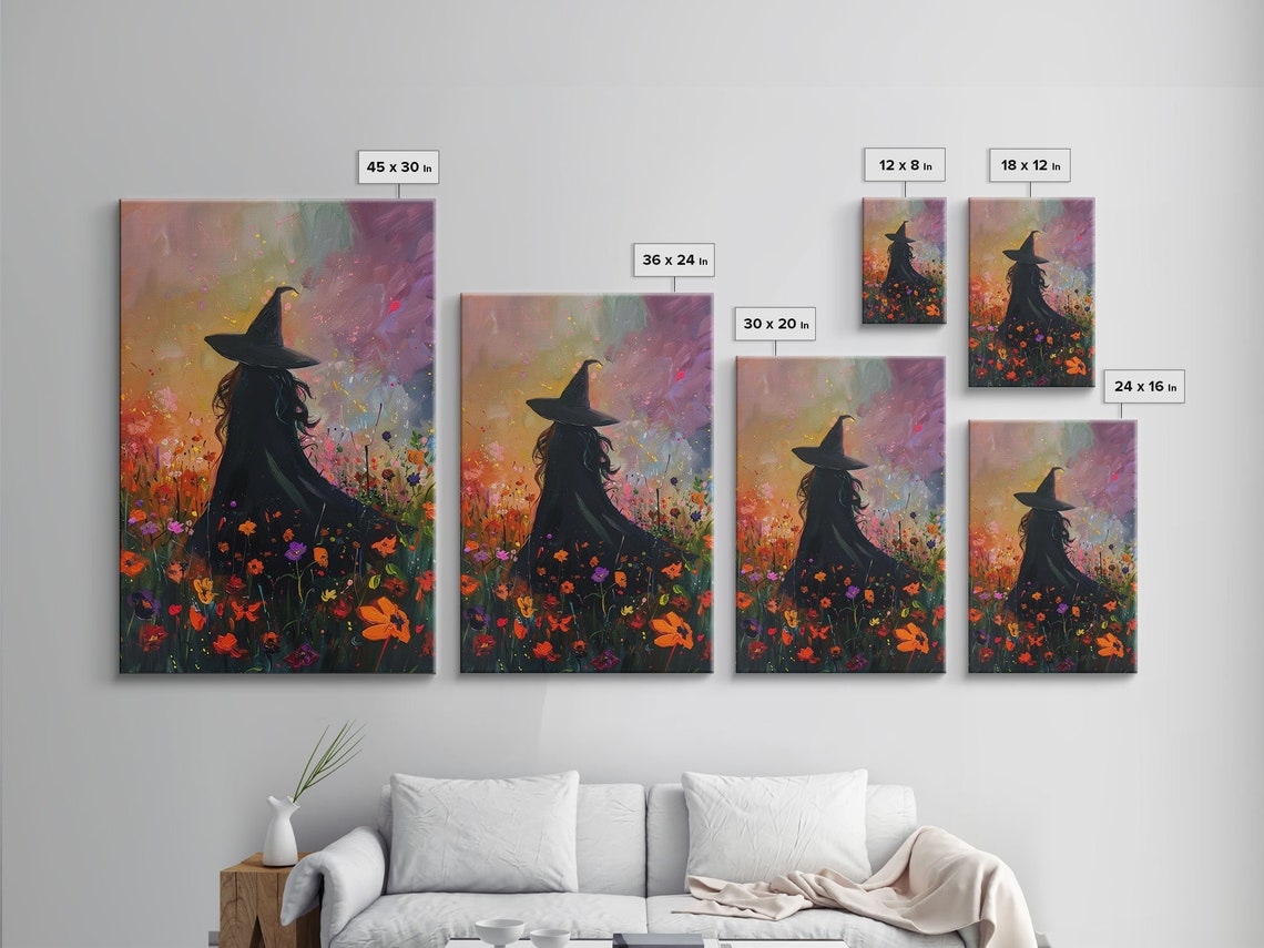 Witch Among Wildflowers Pastel Sky Dreamy Painterly Cottagecore Poster - Image 2