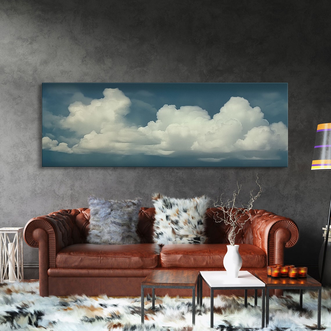 A Cloudy Day Wide Format Clouds Wall Art Panoramic Print Framed Print Panoramic Framed Cloudy Art Print - Image 3