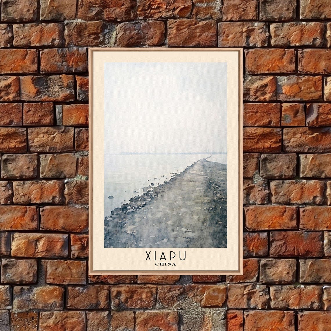 Xiapu China Misty Tidal Flat Serene Minimalist Watercolor Poster - Image 5