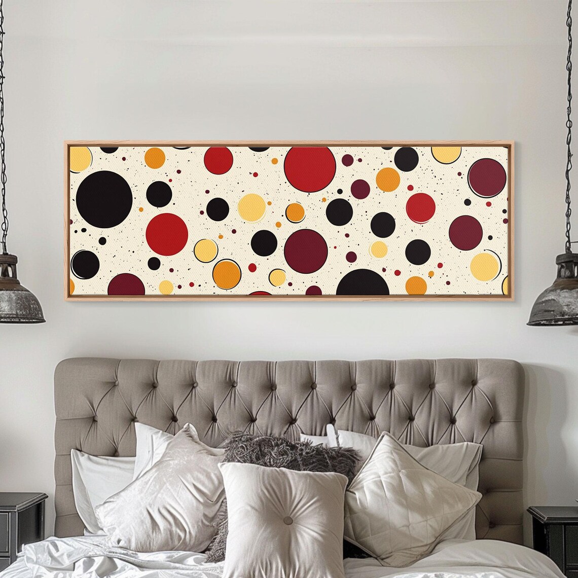 Red Yellow Black Polka Dots White Mid Century Modern Dot Art Poster - Image 6