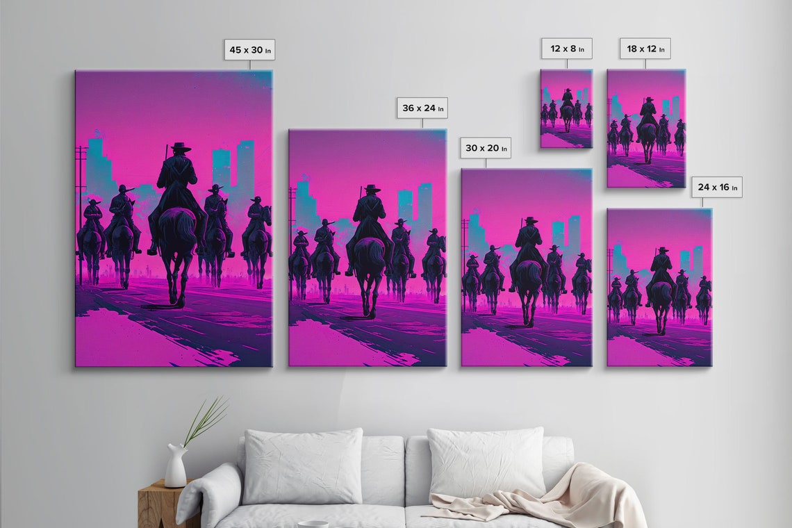 Post Apocalyptic Cowboys Vaporwave Aesthetic Fantasy Art Framed Print - Image 4
