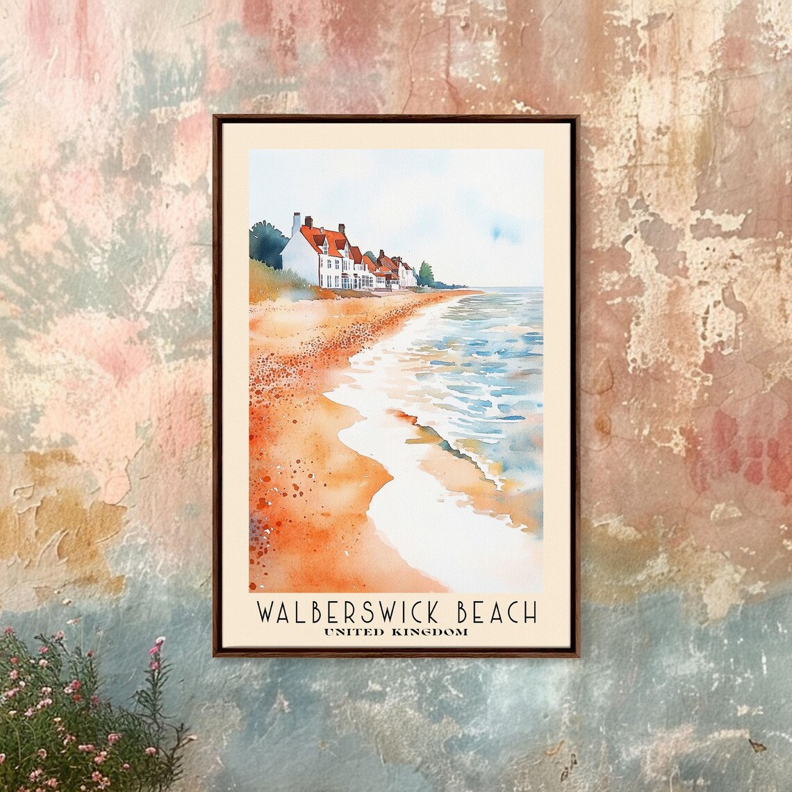 Walberswick Beach United Kingdom Sandy Shore Watercolor Poster - Image 4