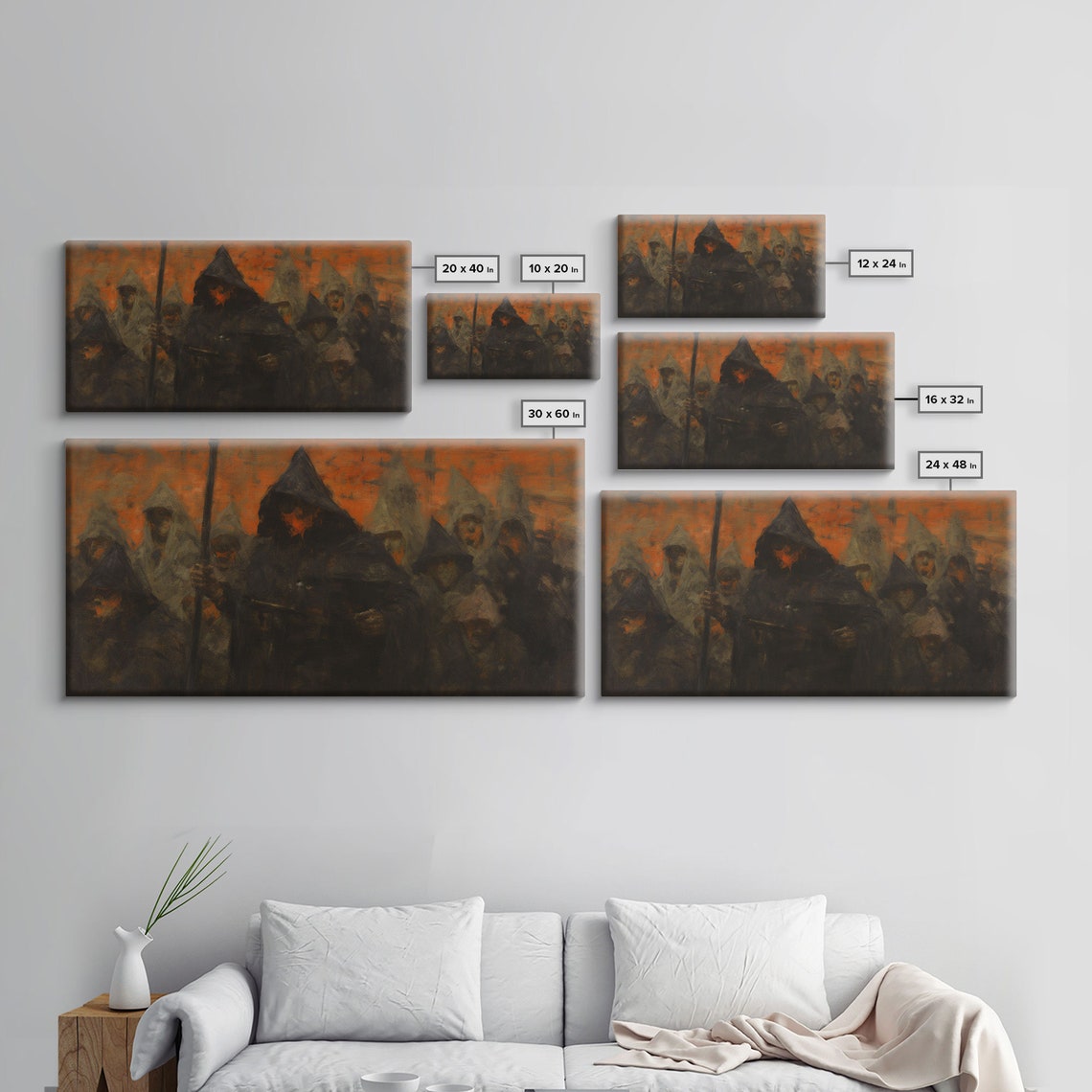 The Cult Hooded Figures Fiery Panoramic Gothic Horror Poster - Image 2