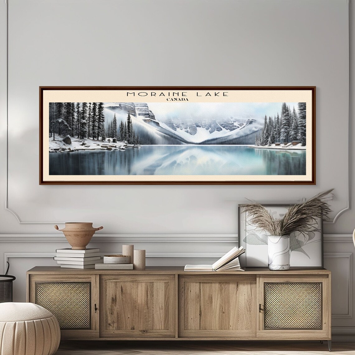 Moraine Lake Canada Winter Snow Peaks Mirror Lake Forest Travel Poster - Image 6