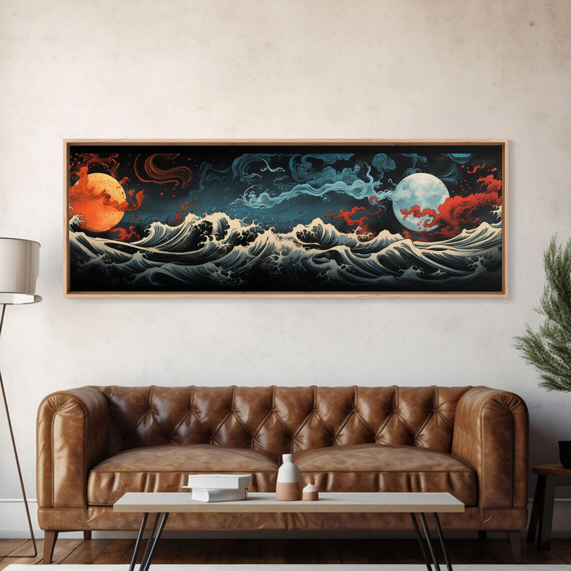 Hokusai-Inspired Japanese Minimalist Wall Art Print