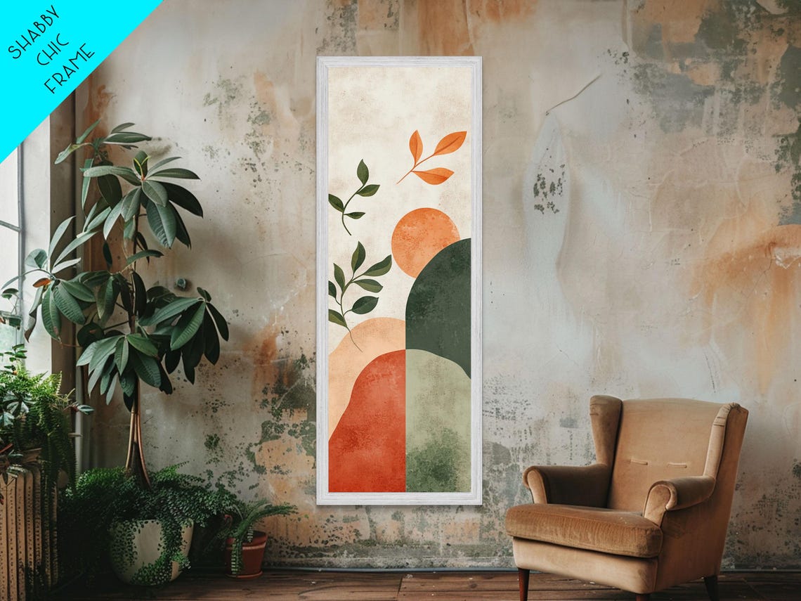 Boho Abstract Sun Leaves Sage Green Terracotta Modern Wall Art - Image 2