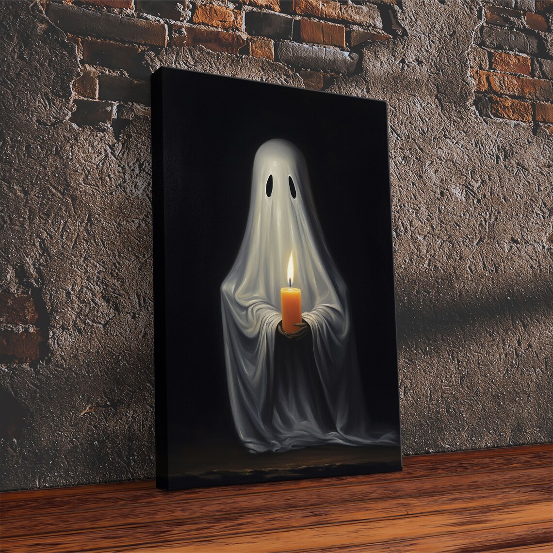 Victorian Halloween Ghost Holding a Candle, Art Print - Image 4