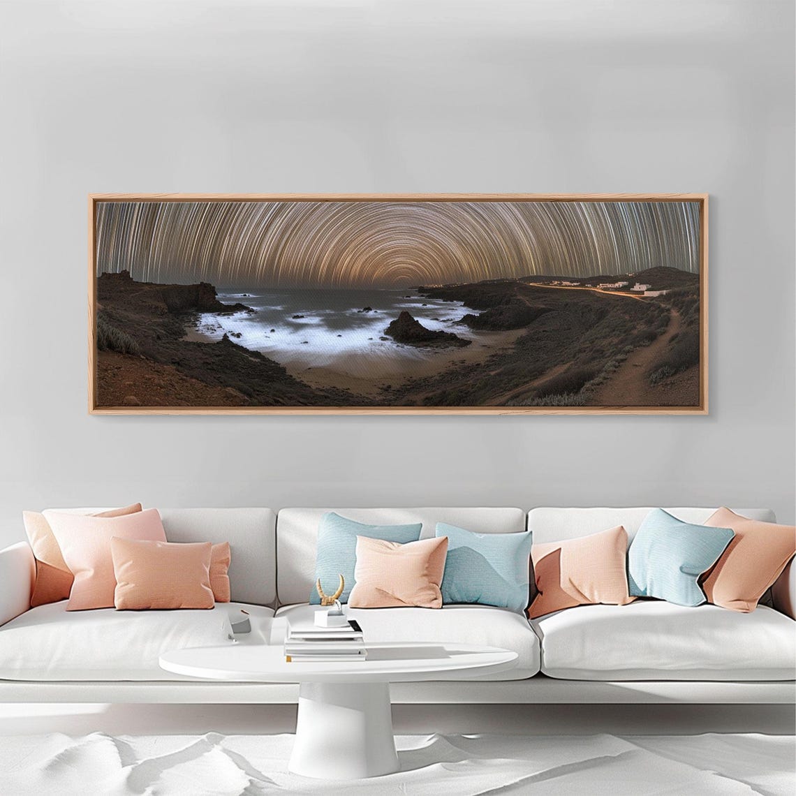 Star Trails Over Rocky Coastline Night Sky Long Exposure Poster - Image 3
