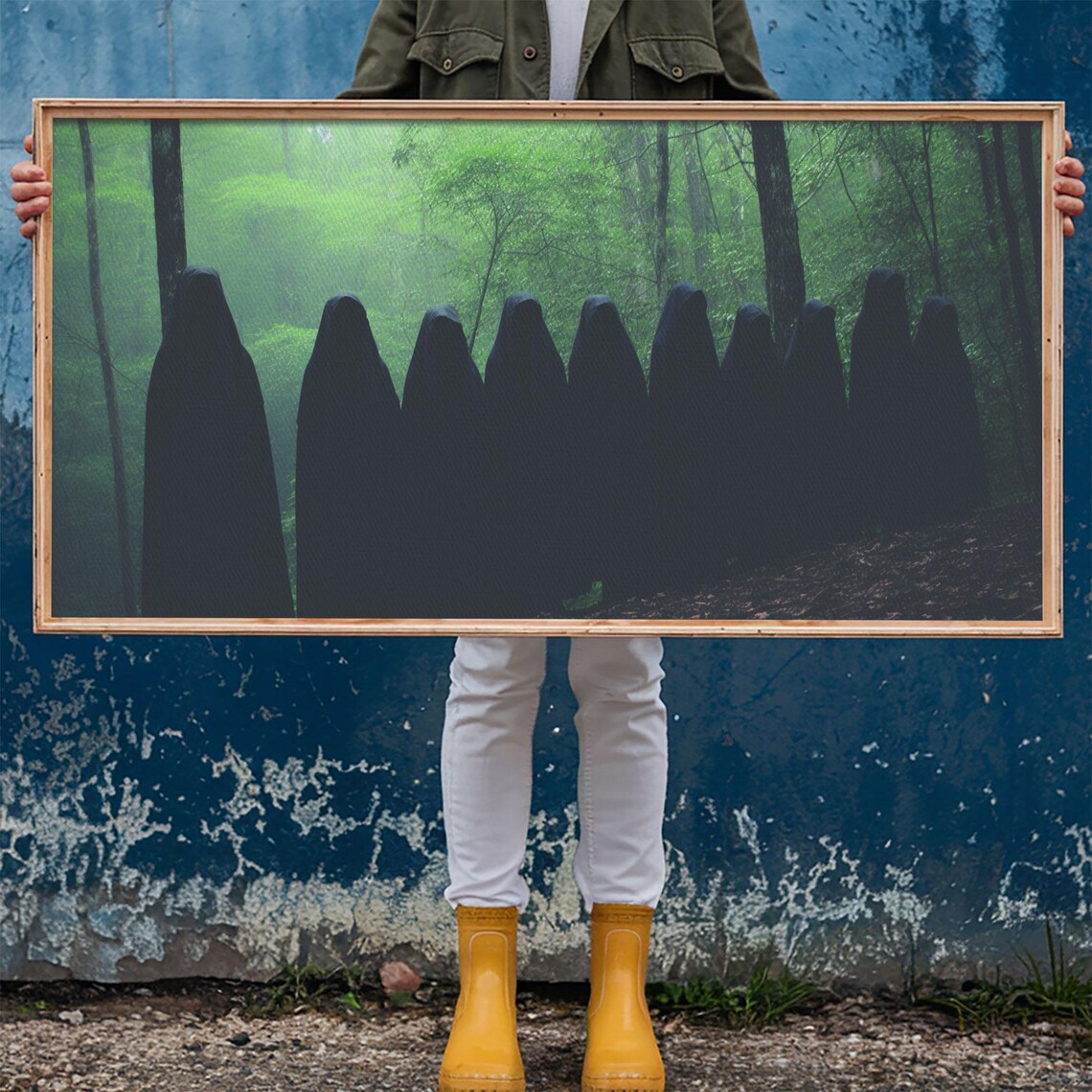 Hooded Cult Figures Standing In Misty Green Forest Halloween Poster - Image 6