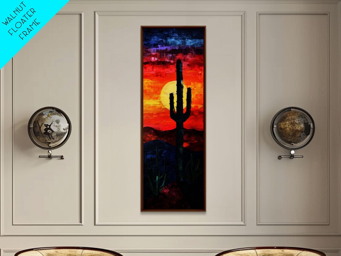 Saguaro Cactus Silhouette Fiery Sunset Desert Hills Wall Poster - Image 6