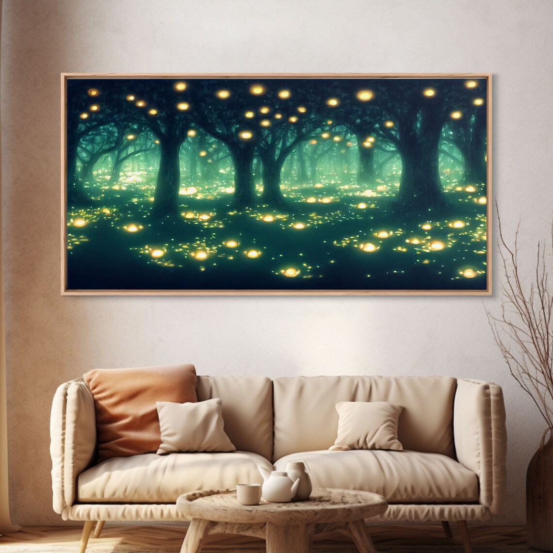 Fireflies at Night in a Fantasy Forest Art Print - Image 4