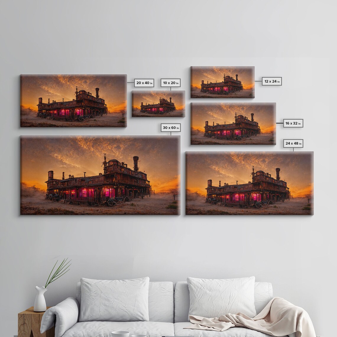 Abandoned Steampunk Wild West Saloon Desert Sunset Fantasy Wall Poster - Image 2