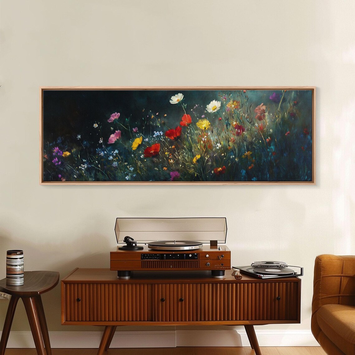 Wildflowers At Midnight Framed Print Moody Decor Boho Minimalist Wall Art Modern Art Floral Or Botanical Wall Art - Image 5