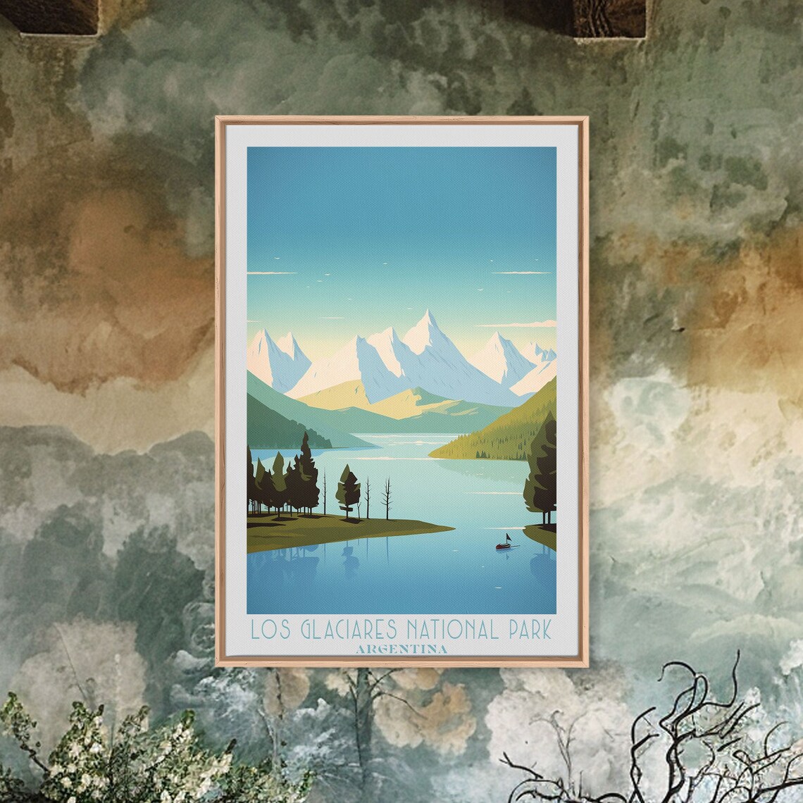 Los Glaciares National Park Patagonia Snow Peaks Lake Travel Poster - Image 3