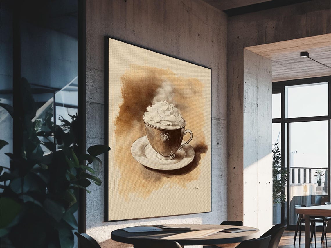 Steaming Hot Chocolate With Whipped Cream Vintage Coffee Art Print - Image 2
