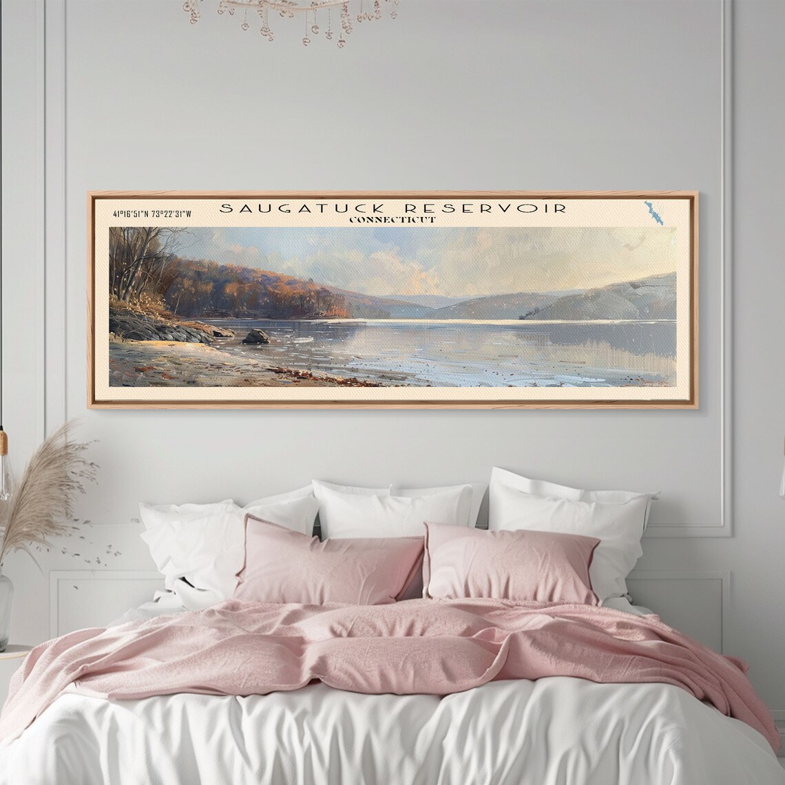 Saugatuck Reservoir Connecticut Autumn Hills Calm Water Travel Poster - Image 4