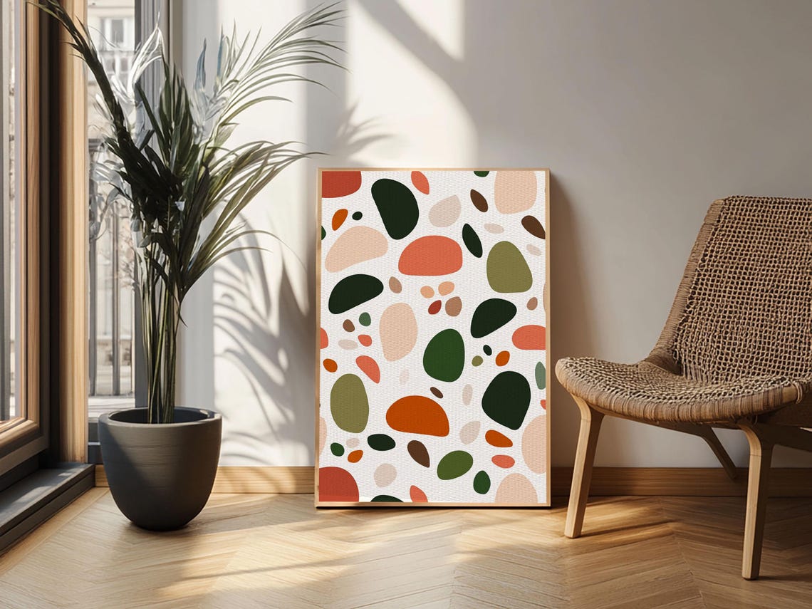 Mid Century Modern Abstract Organic Shapes Terrazzo Wall Poster - Image 6