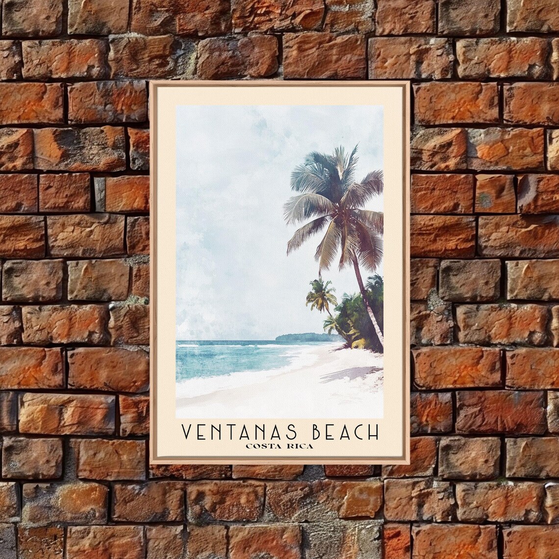Ventanas Beach Costa Rica Watercolor Palm Tree Tropical Travel Poster - Image 5