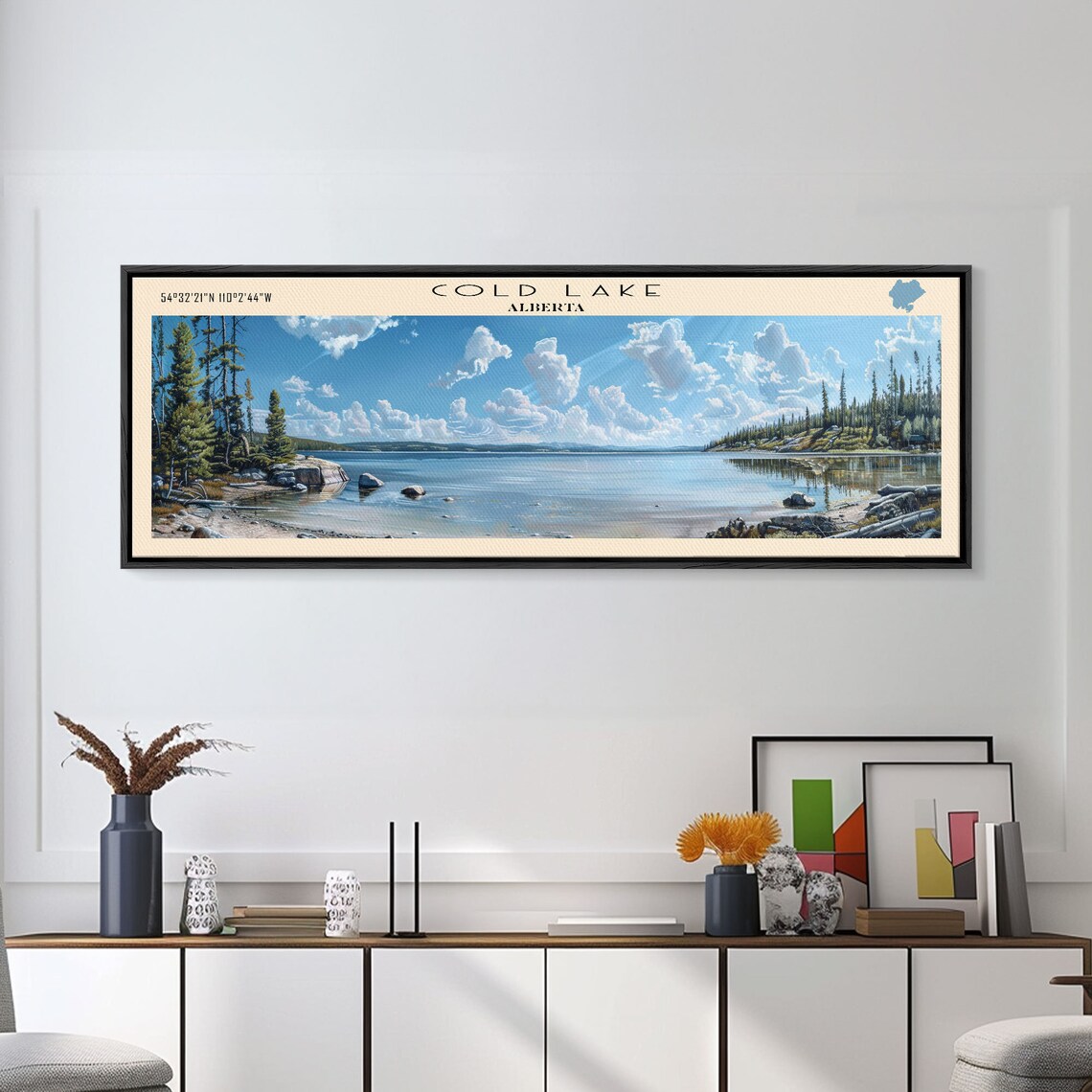 Cold Lake Alberta Blue Sky Clouds Rocky Pine Shores Travel Poster - Image 5