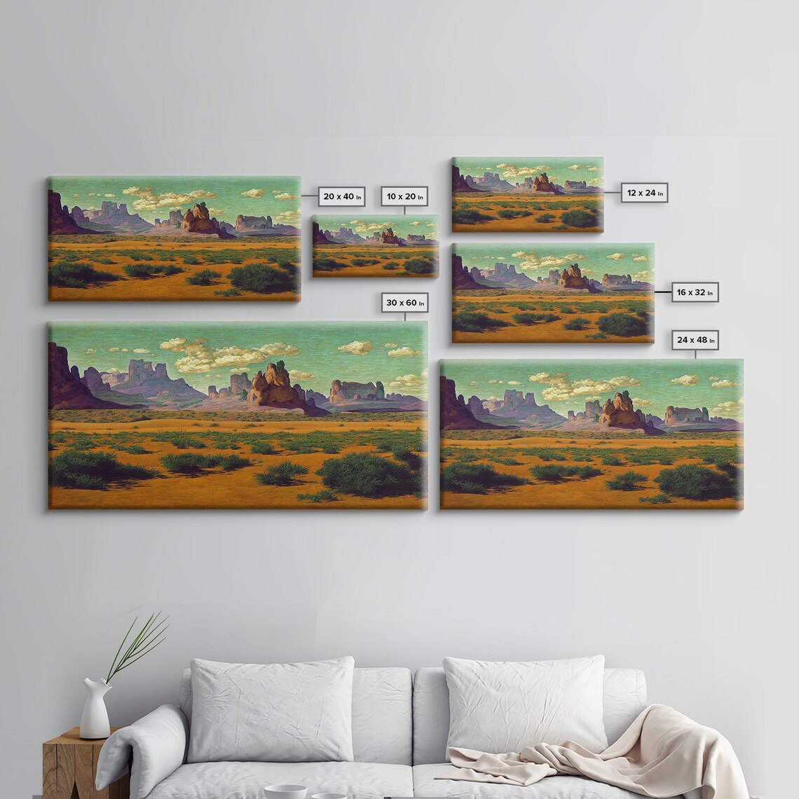 Red Rock Desert Southwest Mesas Golden Sand Vintage Painting Poster - Image 2
