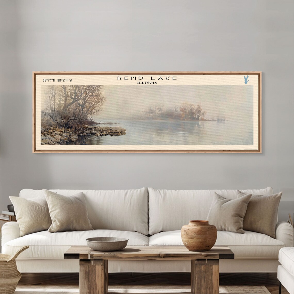 Rend Lake Illinois Foggy Winter Bare Trees Rocky Shore Travel Poster - Image 4