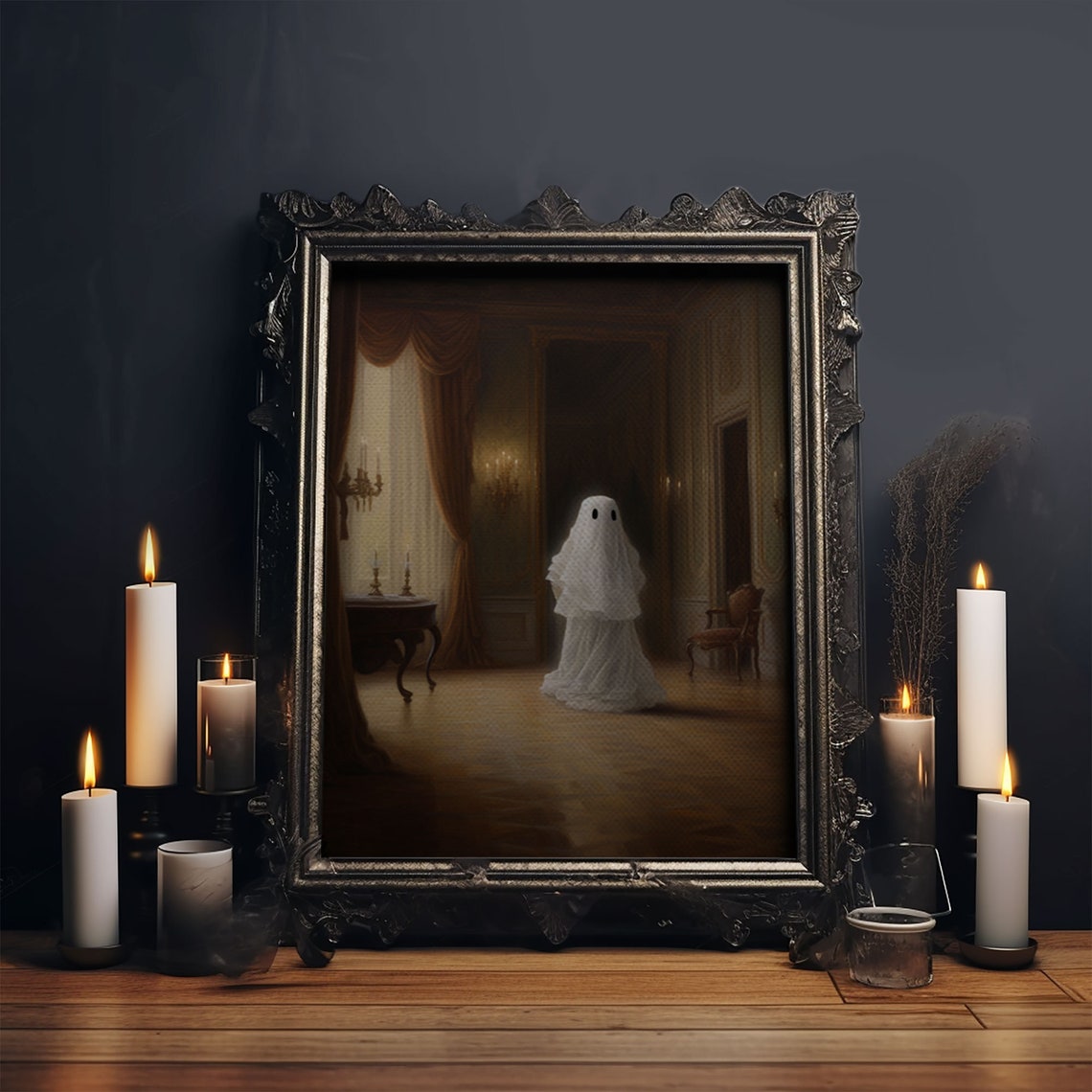 Victorian Ghost Haunting Elegant Ballroom Spooky Halloween Art Poster - Image 4