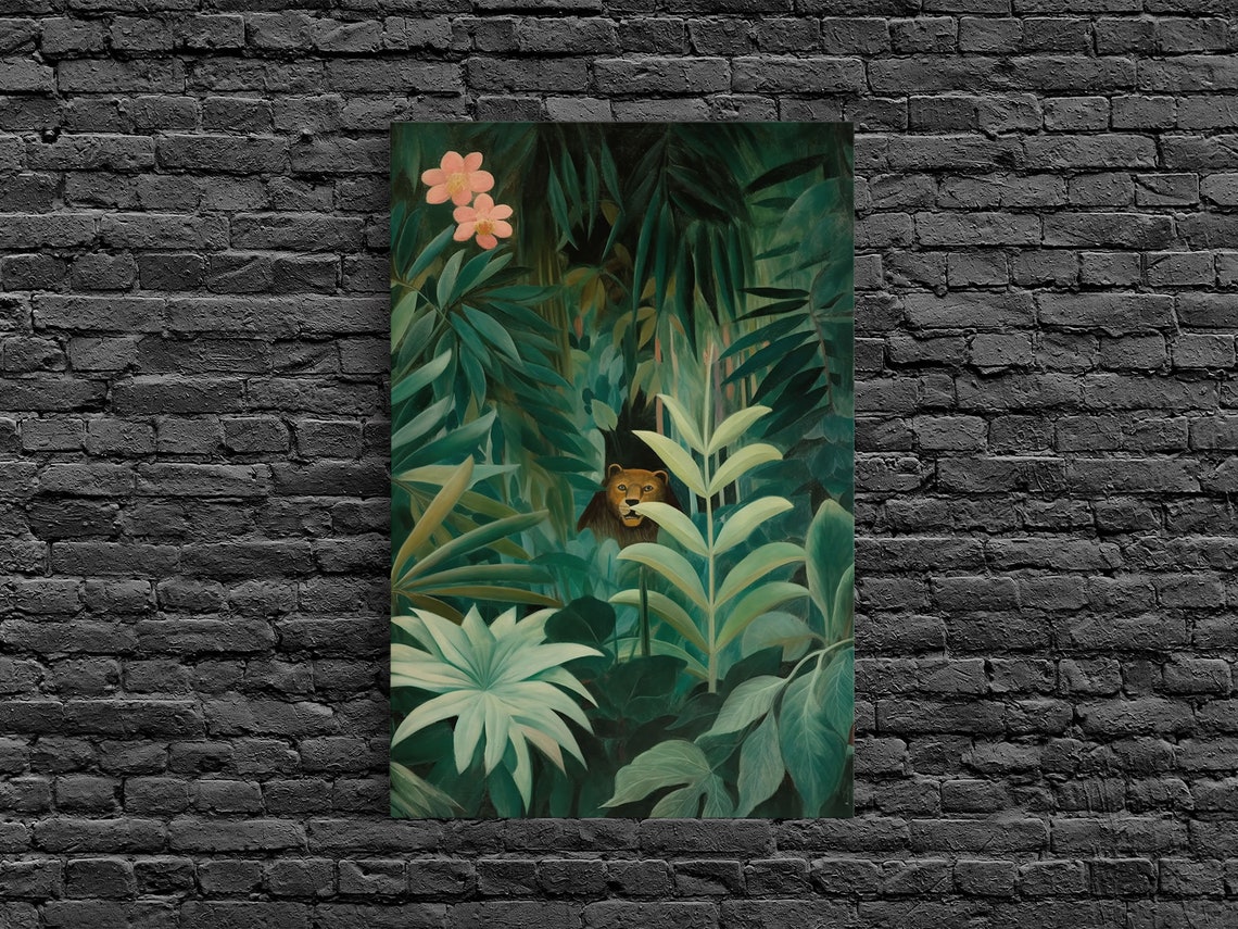 Bear In Lush Tropical Jungle Dense Green Foliage Botanical Art Poster - Image 3