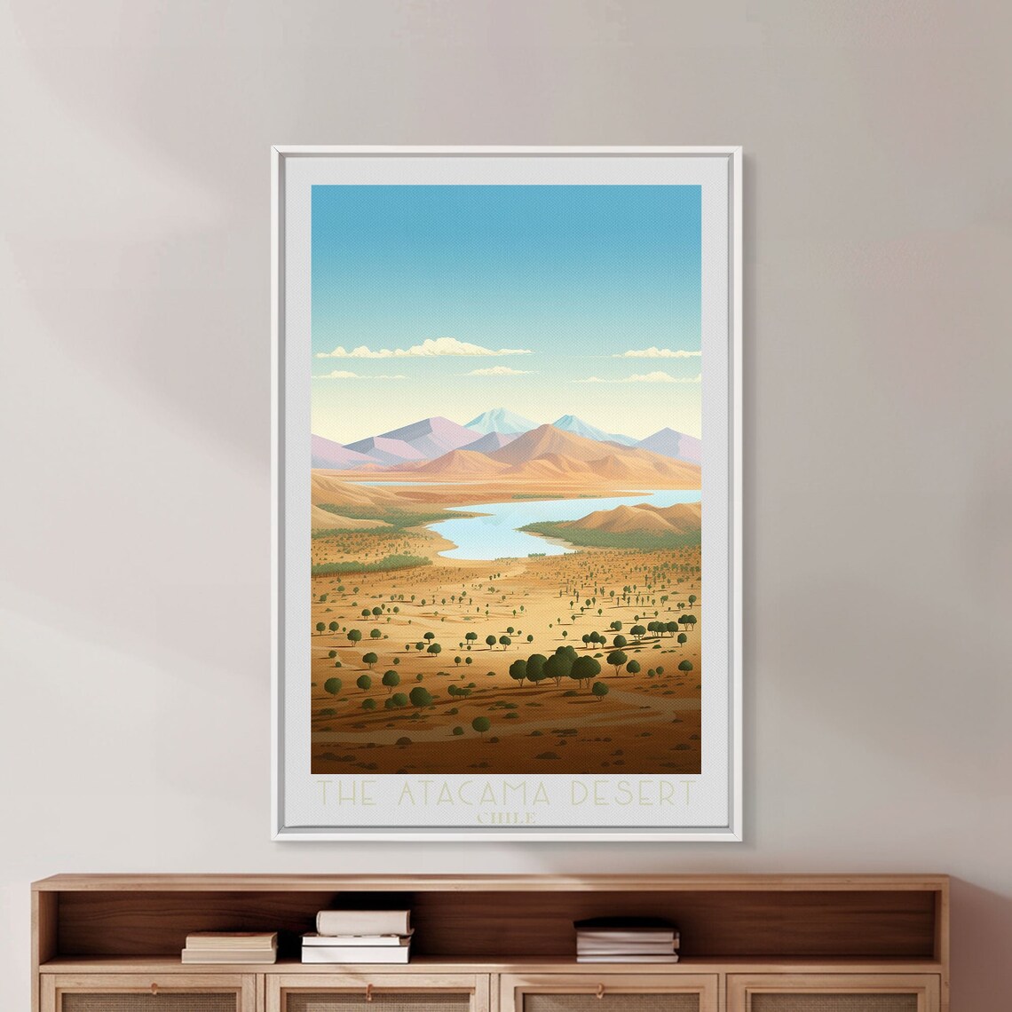 The Atacama Desert Chile River Valley Mountain Retro Style Art Poster - Image 4