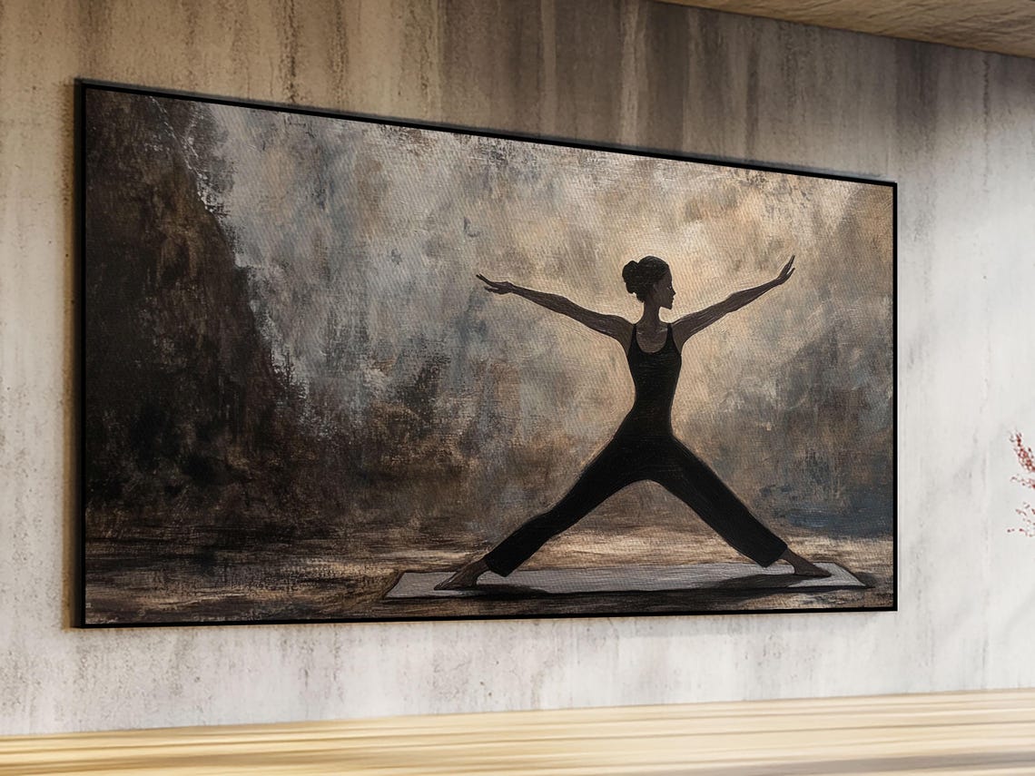 Yoga Warrior Pose Silhouette Neutral Zen Meditation Minimalist Poster - Image 4