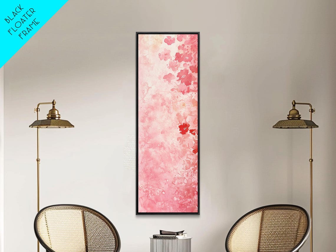 Pink Abstract Floral Watercolor Wash Modern Minimalist Art Poster - Image 3