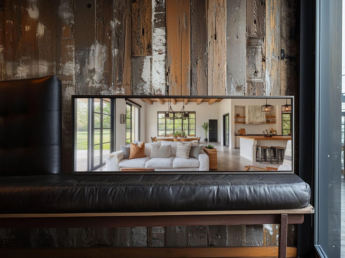 Modern Farmhouse Living Room Interior Beams Rustic Bright Wall Poster - Image 6