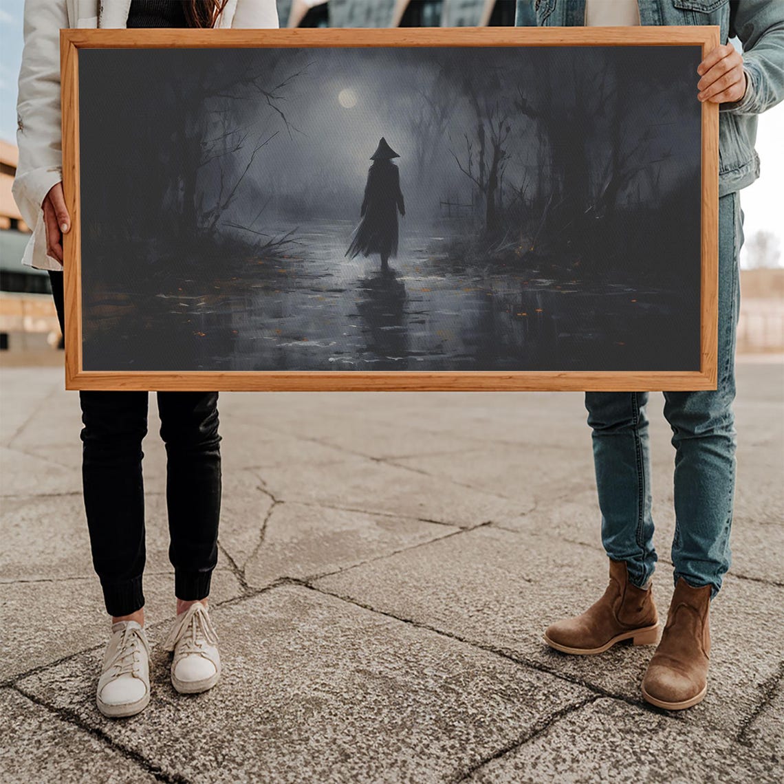 Witch Silhouette Misty Moonlit Forest Night Gothic Witchcraft Poster - Image 5