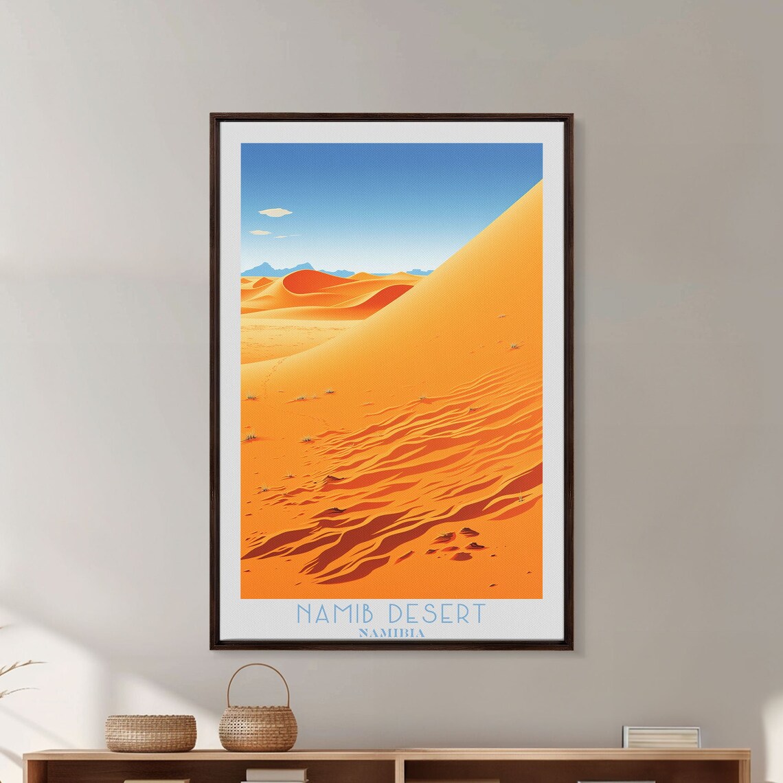 Namib Desert Namibia Giant Orange Sand Dunes Ripples Travel Poster