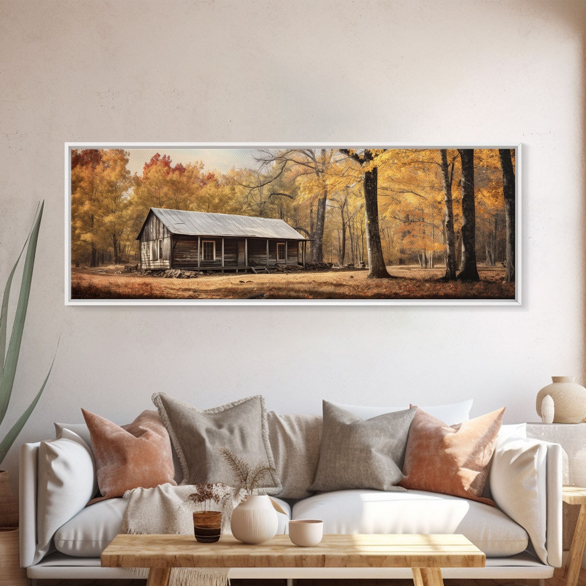 Rustic Log Cabin In Autumn Forest Golden Trees Cozy Nature Poster - Image 5