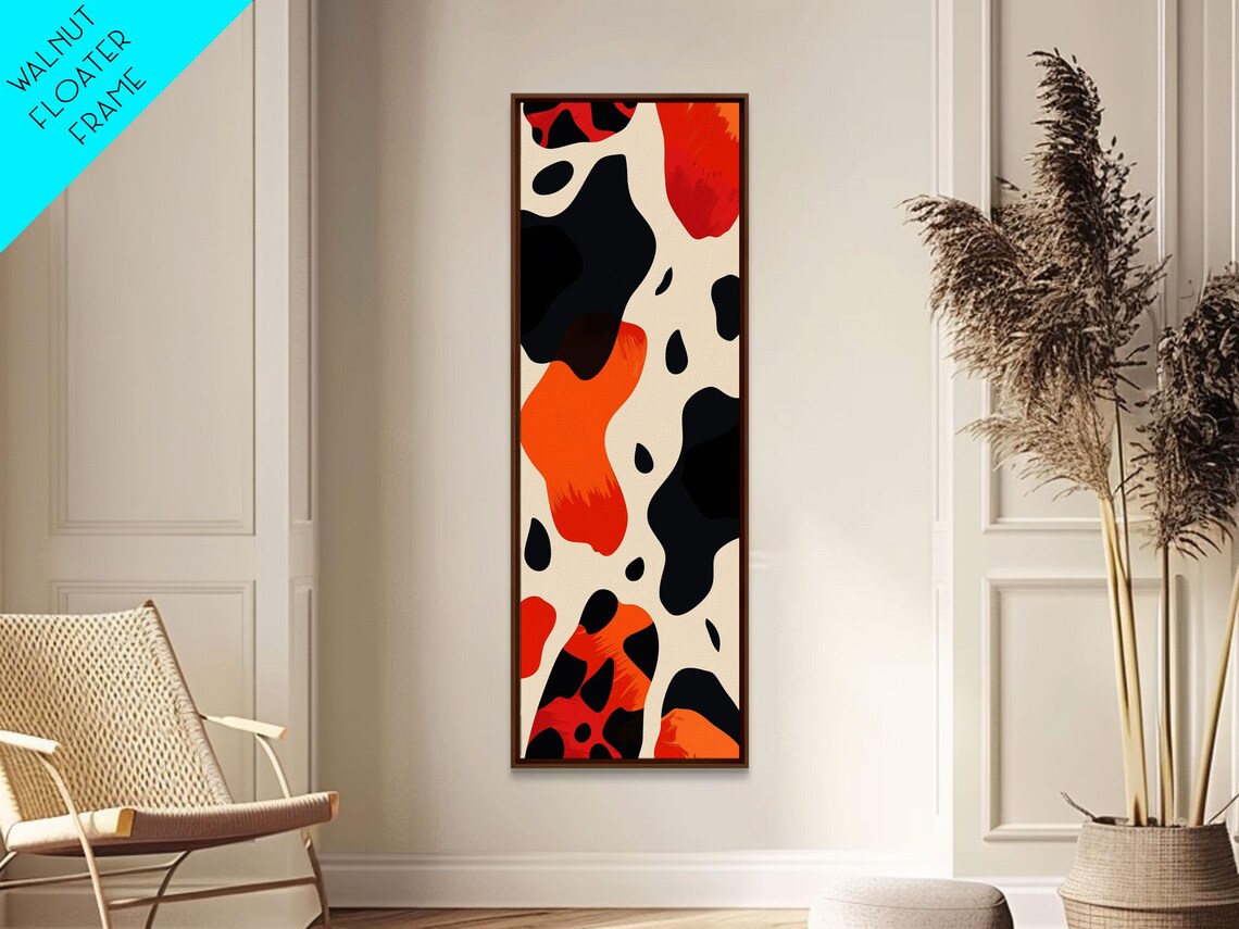 Abstract Boho Leopard Spots Pattern Cream Black Orange Modern Style Poster