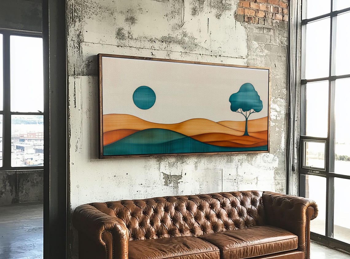 Cute Abstract Art Deco Landscape Print Minimalist Art Boho Home Decor For Abova Sofa Great Room Wall Art - Image 2