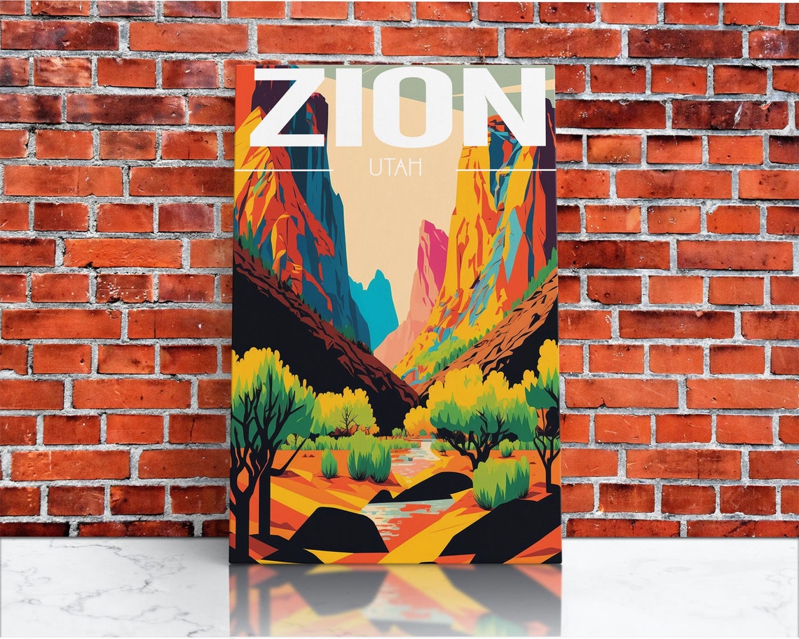 Zion National Park Poster Utah Wall Poster America Art Print Travel Wall Print Travel Poster Travel Wall Art Wall Print - Image 3
