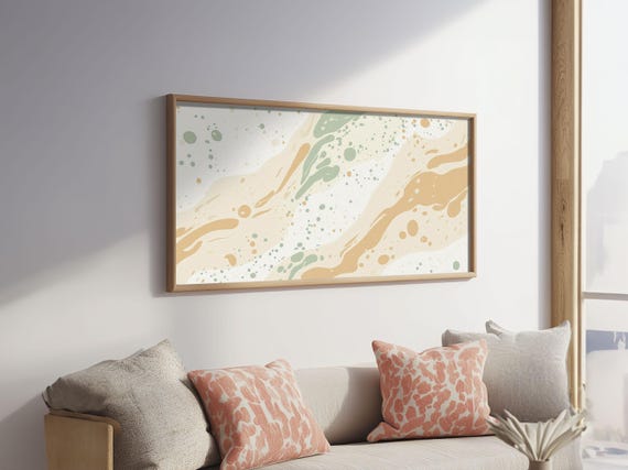 Brush Strokes Print Midcentury Modern Wall Art Wood Framed Art Home Decor Cute Modern Art