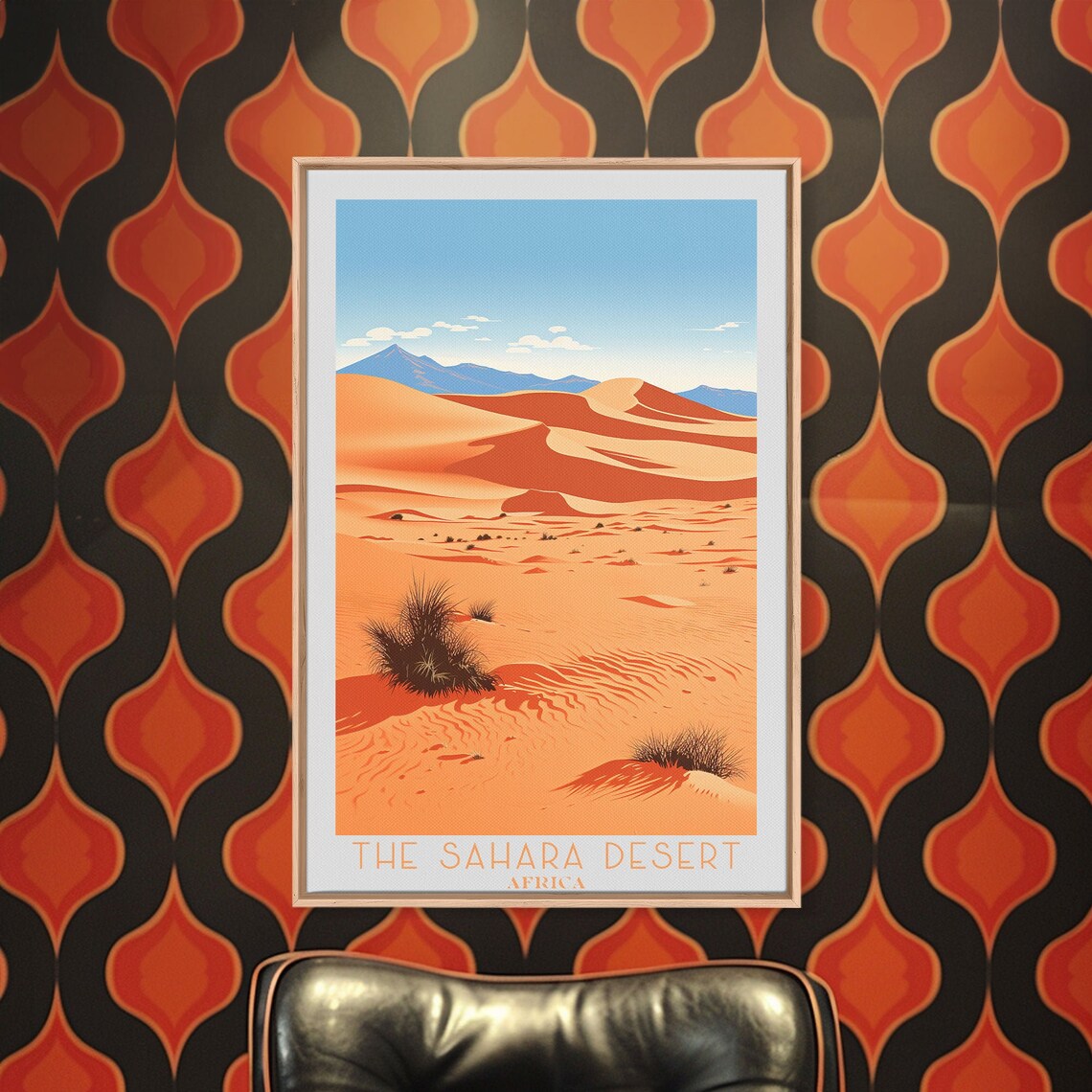 Sahara Desert Africa Golden Sand Dunes Under Blue Sky Travel Poster - Image 5
