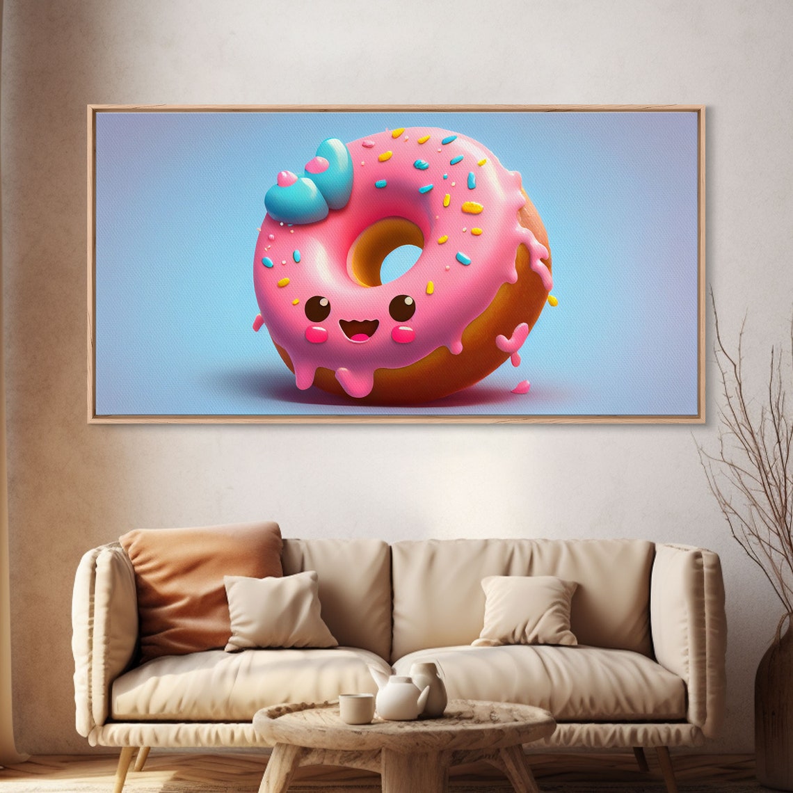 Kawaii Donut Art Framed Print Cute Kawaii Art Anime Style Wall Art - Image 4