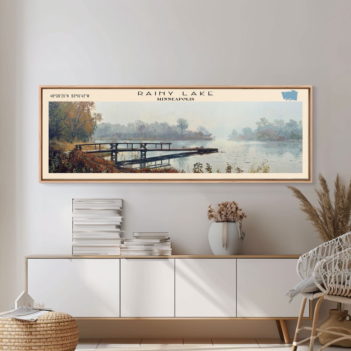Rainy Lake Minneapolis Wooden Dock Misty Morning Water Travel Poster - Image 5