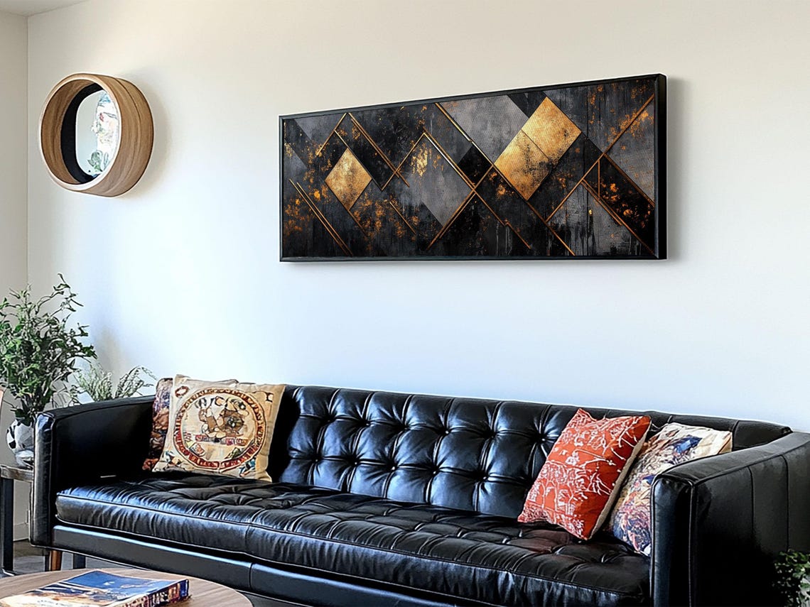 Black Gold Geometric Diamonds Art Deco Abstract Modern Wall Poster - Image 4