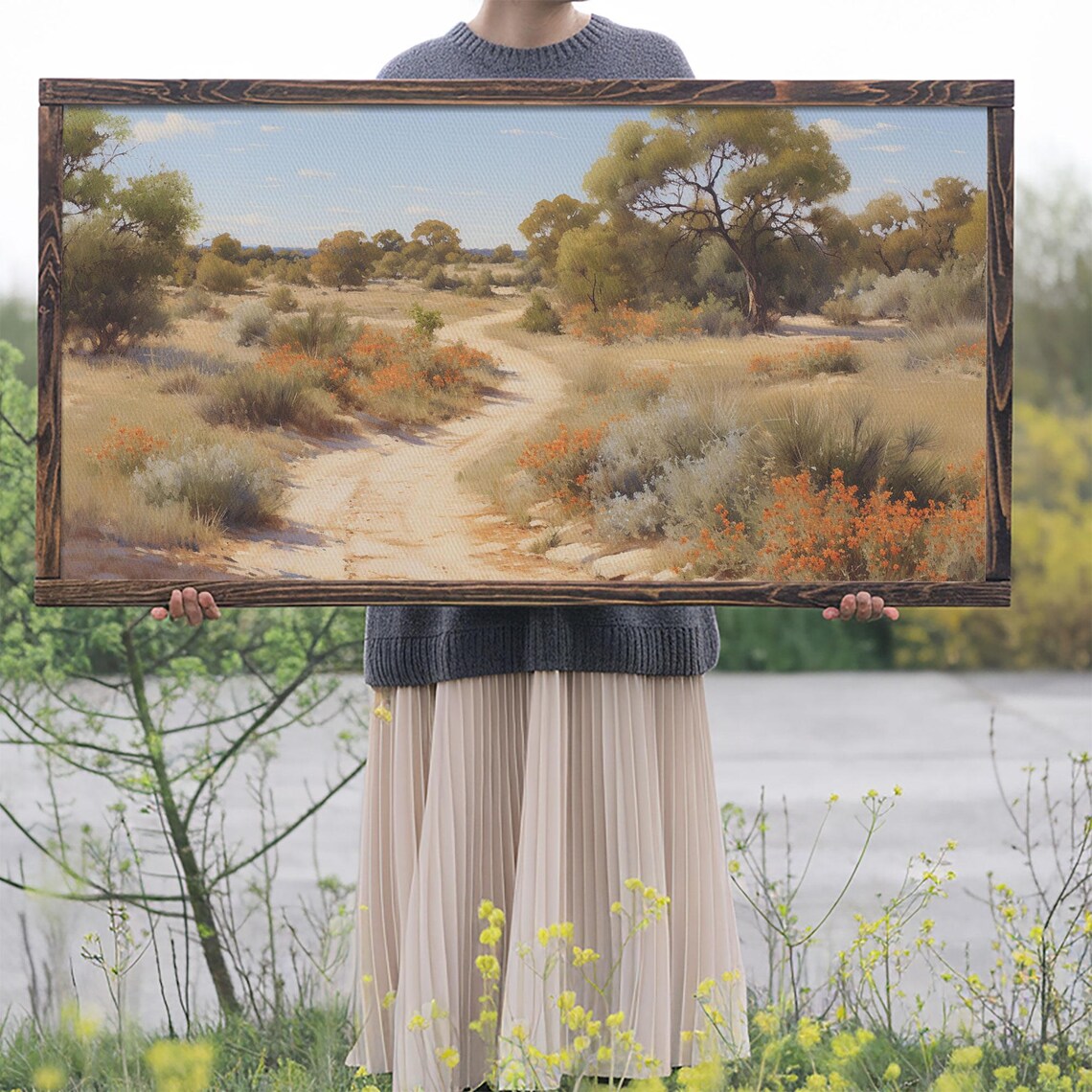 West Texas Prairies Landscape Oil Painting Art Print - Image 2