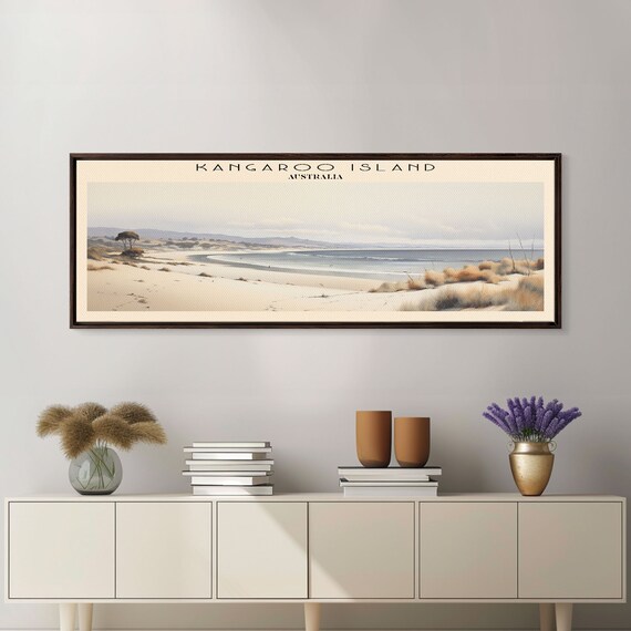 Kangaroo Island Australia Panoramic Beach Dune Watercolor Travel Poster