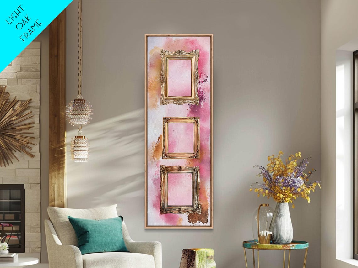 Vintage Frames Print Cottagecore Art Light Pink Wall Art Rustic Wall Art Vertical Wall Art Bedroom Decor Gift Idea Her - Image 4