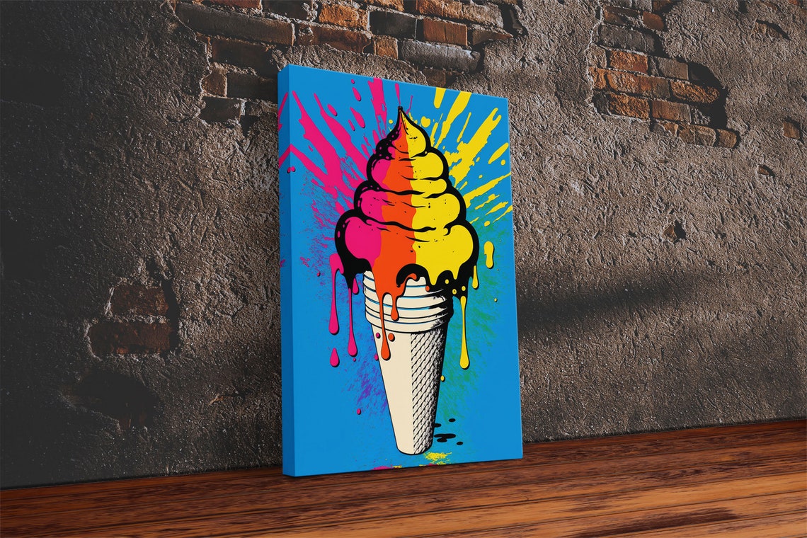 Pop Art Graffiti Ice Cream Framed Print Unique Colorful Wall Art Paint Splatter Graffiti Art Large Wall Art Home Decor - Image 2