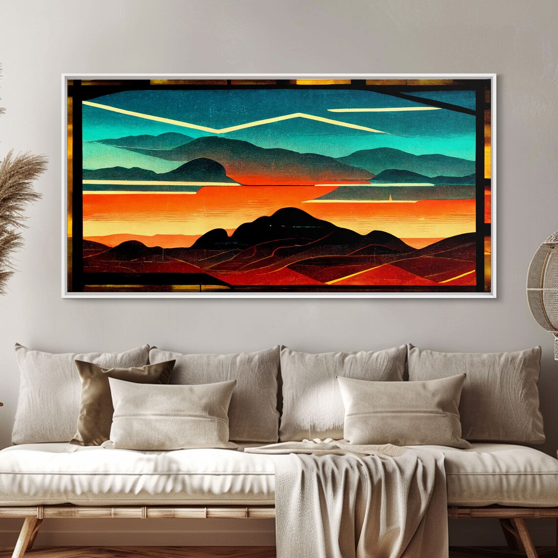 Pueblo Style Art Deco Sunset, Desert Wall Art Print