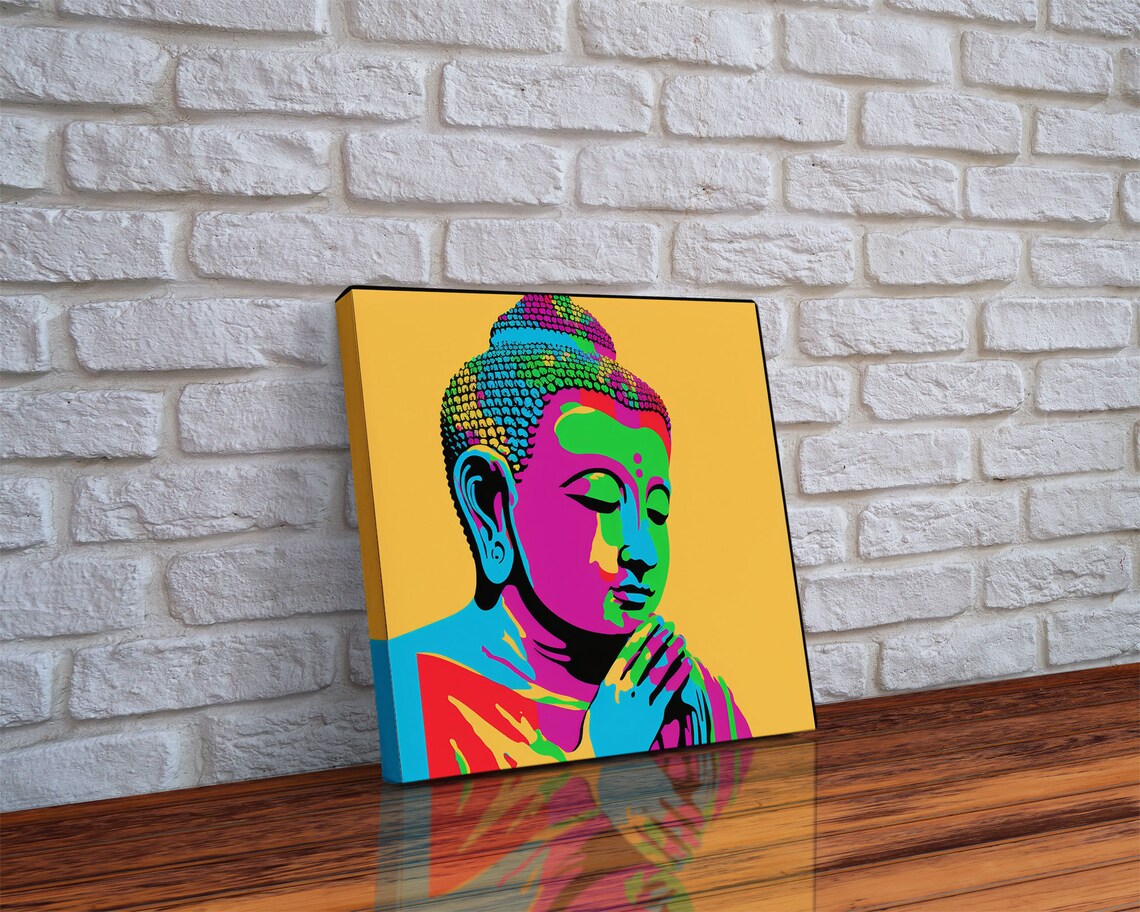 Rainbow Buddha Pop Art Smiling Buddha Neon Zen Buddhism Wall Art Poster - Image 5