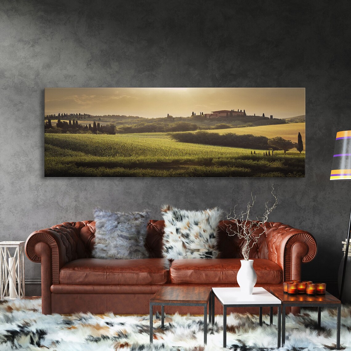 Italian Countryside At Sunset, Panoramic Art Print - Image 3